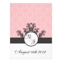 Cotton Candy Pink Damask Wedding Custom Invitation