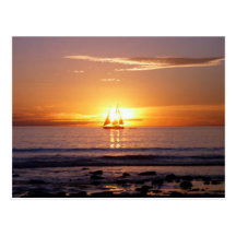 Coucher du soleil de plage de câble carte postale