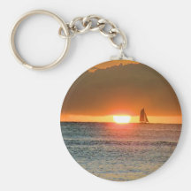 Coucher du soleil de Waikiki avec la silhouette de Porte-clefs