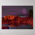 Coucher du soleil d'île de canyon de désert affiche
