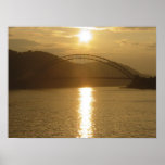 Coucher du soleil en acier de ville posters