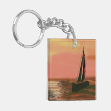 Coucher du soleil Keychain de voilier Porteclés