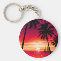 Coucher du soleil Shimmery magnifique et voilier d Porte-clé