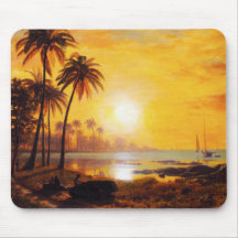 Coucher du soleil tropical avec le tapis de souris