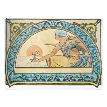 Coucher du soleil vintage de Nouveau d'art Invitations