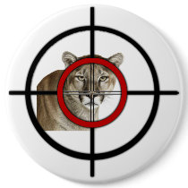 Cougar Hunter Funny Crosshairs Pinback Button