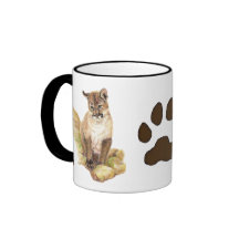 Cougar, Puma, Mountain Lion Animal Cub Tracks Mugs