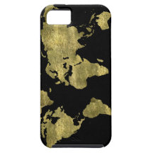 couleur d'or de carte du monde coque iPhone 5