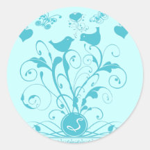 Couleurs de changement d'oiseaux de mariage de mon adhésif rond