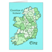 Counties of Ireland Map Greeting Cards