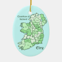 Counties of Ireland Map Christmas Ornament