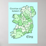 Counties of Ireland Map Posters
