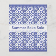 Country Bake Sale Blue and White Annoucements Flyers