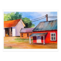 Country Barn Row in Ohio Post Card