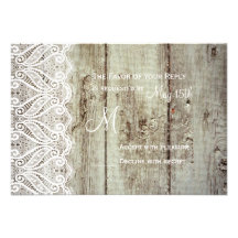 Country Barn Wood and Lace Wedding RSVP Cards