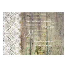 Country Barn Wood and Lace Wedding RSVP Cards