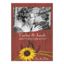 Country Barn Wood and Sunflower Save the Date Custom Announcements