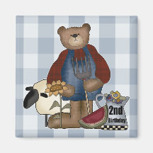 Country Bear 2nd Birthday Gifts Refrigerator Magnet