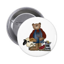 Country Bear 6th Birthday Gifts Pinback Button