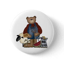 Country Bear 9th Birthday Gifts Pinback Button