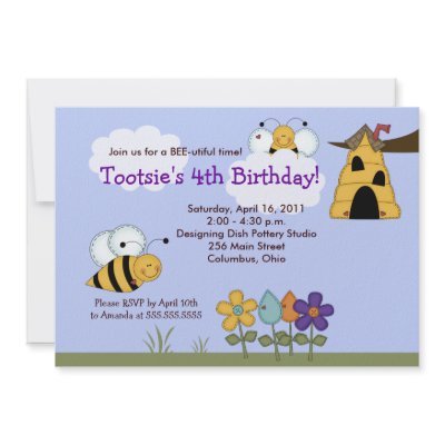 Country Bumble Bees 5x7 Beehive Birthday Invite by tootsiedoodle