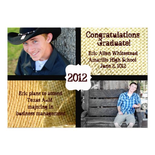 Country Burlap Photo Graduation Announcement