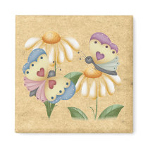 Country Butterflies Fridge Magnet