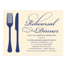 COUNTRY CHIC FLATWARE | REHEARSAL DINNER INVITE POSTCARD