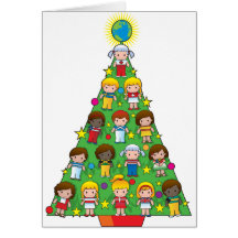 Country Children Christmas Tree Cards