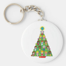 Country Children Christmas Tree Keychain