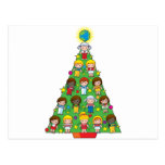 Country Children Christmas Tree Post Card