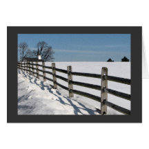 Country Church and Fence Christmas Greeting Card