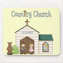 Country Church Cowboy Cowgirl Horse Mouse Pad