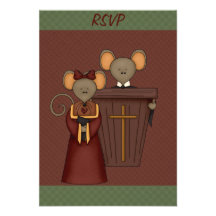 Country Church Mice RSVP Cards