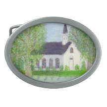 Country Church Oval Belt Buckle