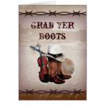 Country Cowboy Boots Farm Wedding Invitation Cards