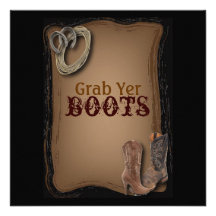 Country Cowboy Boots Western Wedding Announcement