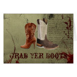 Country Cowboy Boots Western Wedding Favour Greeting Card
