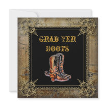 Country Cowboy Boots Western Wedding Invitation