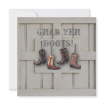 Country Cowboy Boots Western Wedding Invitation