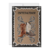 Country Cowboy Boots Western Wedding Invitation