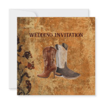 Country Cowboy Boots Western Wedding Invitation