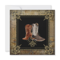 Country Cowboy Boots Western Wedding Invitation