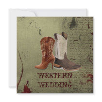 Country Cowboy Boots Western Wedding Invitation