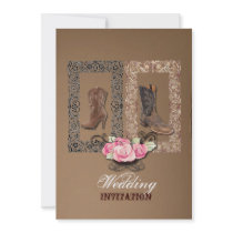 Country Cowboy Boots Western Wedding Invitation