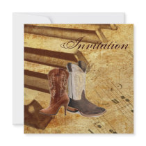 Country Cowboy Boots Western Wedding Invitation