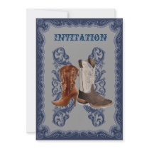 Country Cowboy Boots Western Wedding Invitation