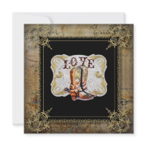 Country Cowboy Boots Western Wedding Invitation