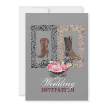 Country Cowboy Boots Western Wedding Invitation