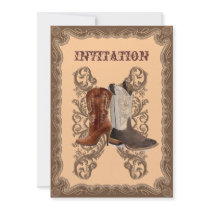 Country Cowboy Boots Western Wedding Invitation